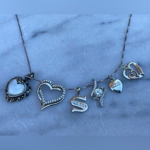 New Sterling Silver Pendant Lot of 6 pendents with crystal & Marcasite stones .